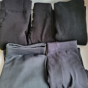 Set Of 5 Fleece Lined Tights Black/Gray